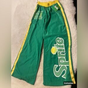 NWT Sprite soda green & yellow windbreaker pants size XS
